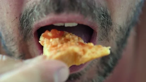 Eating mouth close-up Stock Footage 141309237