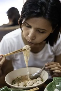 Eating Nooddle 스톡 사진