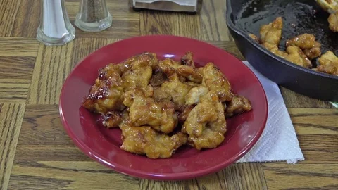 Eating Orange Chicken Stock Footage