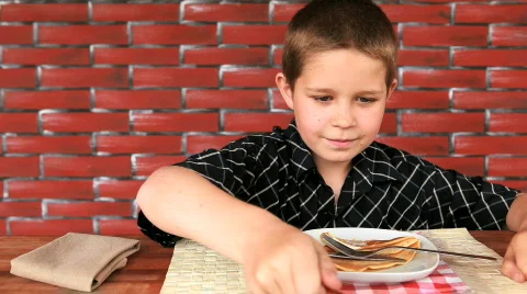 Eating pancakes closeup Stock Footage 739330