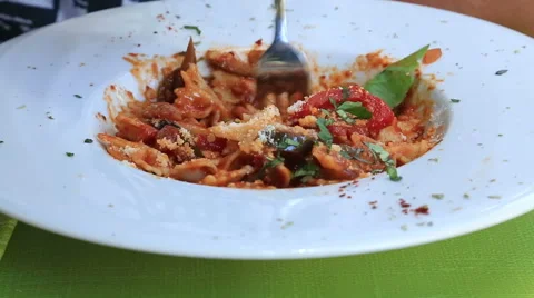 Eating pasta close up 3 Stock Footage 66459854