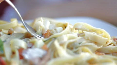 Eating pasta, closeup Stock Footage 784876