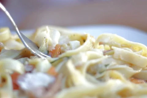 Eating pasta, closeup Stock Footage 784881