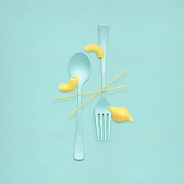 Eating pasta. Stock Photos