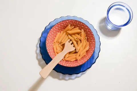 Eating pasta in stop motion Stock Footage