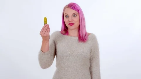 Eating a pickle Stock Footage 83724591