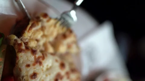 Eating Pizza Close Up Video Vertical Soot Stock Footage 252638096