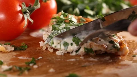 Eating pork schnitzel Stock Footage 83183106