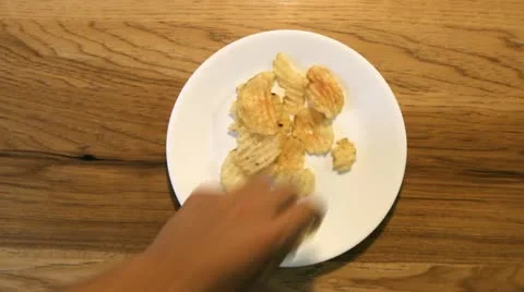 Eating Potato Chips Isolated Stock Footage