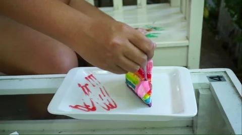 Eating rainbow cake Stock Footage 51204520