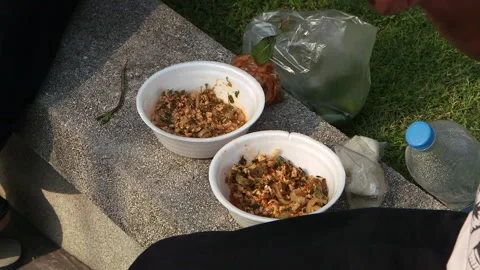 Eating Raw Thai Larp Stock Footage 146335588