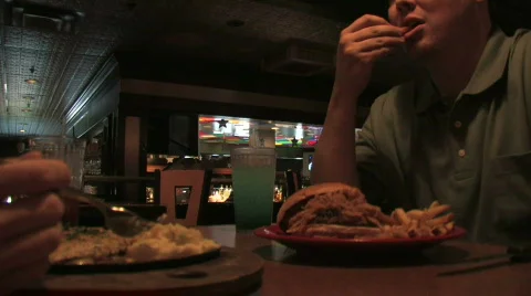 Eating at Restaurant Stock Footage 279366