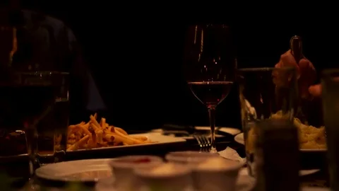 Eating in Restaurant at Night Stock Footage 83527586