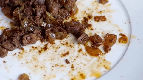 Eating Roasted livers from the plate  Stock-Footage 45884688