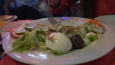 Eating Salad - Close Up Stock Footage 105955754