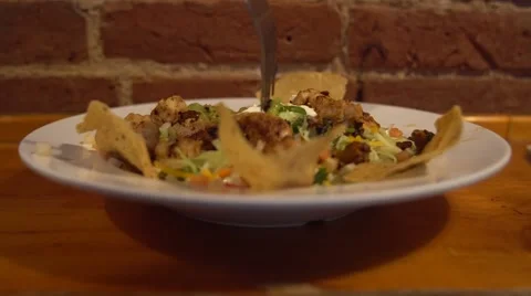 Eating a salad with the hands Stock Footage 67291392