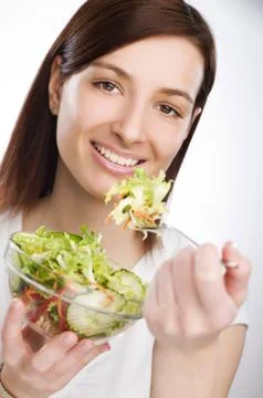 Eating salad Stock Photos
