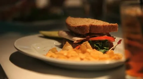 Eating sandwich Stock Footage