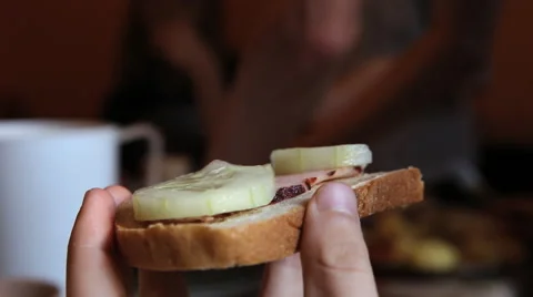 Eating a sandwich Stock Footage 41683723