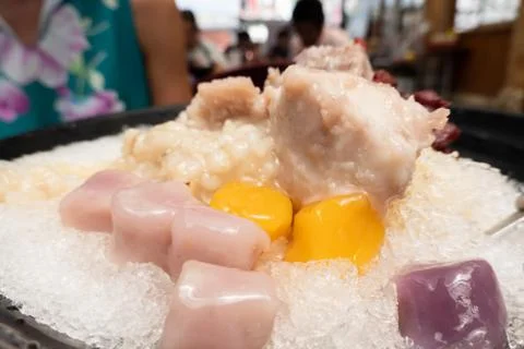 Eating shaved ice Stock Photos