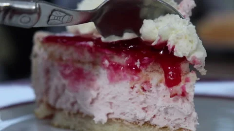 Eating A Slice Of Delicious Cake Stock Footage 153606448