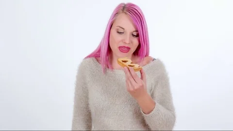 Eating a slice of a strawberry pie Stock Footage 83724651