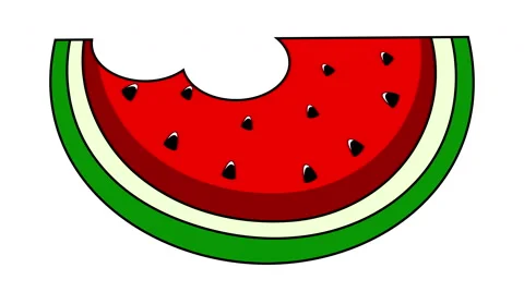 Eating slice of watermelon stop motion isolated Stock Footage 67386896