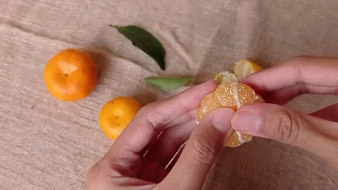 Eating a small sweet orange fruit Stock Footage 149709146
