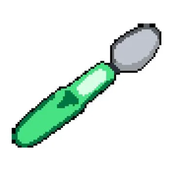 Eating smart spoon pixel art vector illustration Stock Illustration