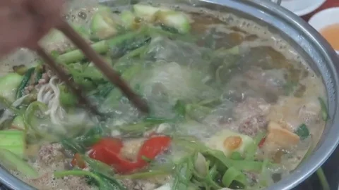 Eating soup with crab Stock Footage 70295864