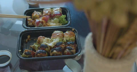 Eating sushi Stock Footage 131930498
