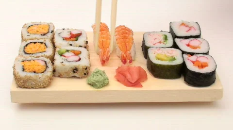 Eating sushi - HD  Stock Footage 449375