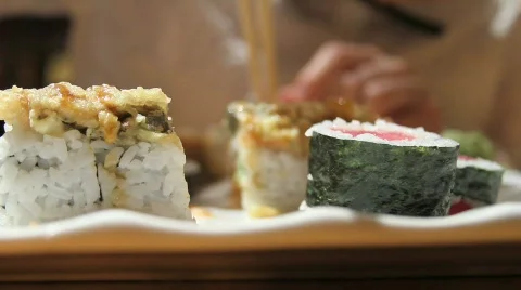 Eating a Sushi Roll Video stock 549215