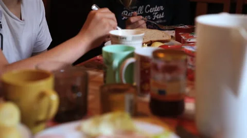 Eating at the table Video stock 41683766