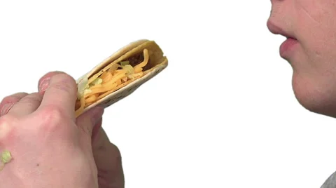 Eating a taco, white background Stock Footage 49862726