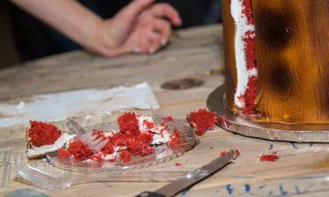 Eating wedding cake Stock Photos