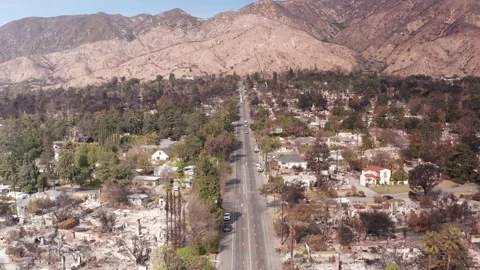 Eaton Fire Burn Zone in Altadena, California Stock Footage 302370802