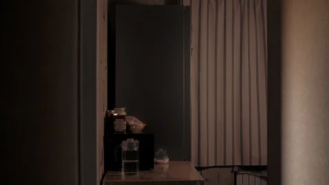 Eats from the fridge at night Stock Footage 120543493