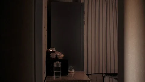 Eats from the fridge at night Stock Footage 120543597