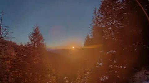 Eautiful high altitude dawn time lapse, sunrise in HDR, Winter Snow Landscape Stock Footage 57789358