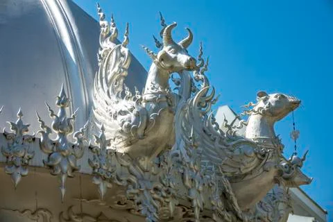 The eaves of white temple Stock Photos