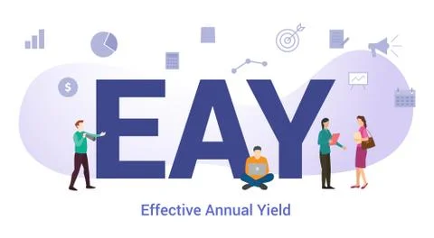 Eay effective annual yield concept with big word or text and team people with Stock Illustration