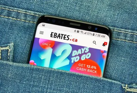 Ebates Canada mobile app on Samsung s8. 写真素材