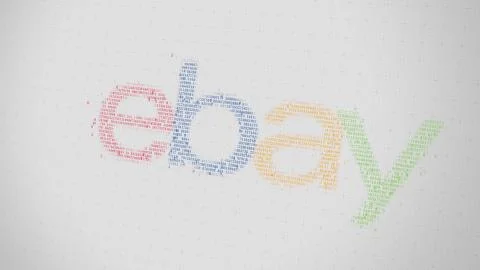 EBay logo being made with many numbers. Digital business conceptual editorial 3D Illustrazione stock