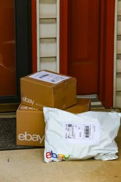 EBay Packages at Door Stock Photos