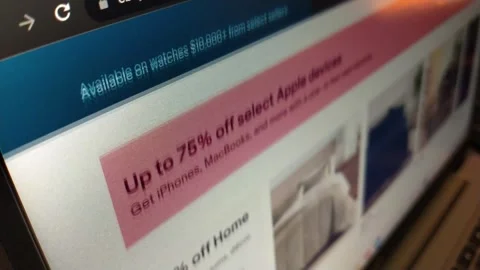 Ebay shopping app on the laptop display. scroll ebay website. Stock Footage 249109754