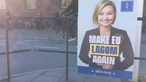 Ebba Busch Thor - KD christian party - Swedish European Election 26 may maj 2019 Stock Footage 107968599