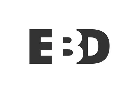EBD logo design. Initial letter E B D bold font style for tech startups, co.. Illustrazione stock