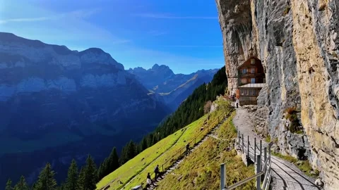 Ebenalp in Summer Above the Clouds with Cable Car Video stock 323690620