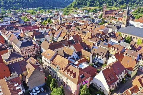 Eberbach am Neckar from above Stock Photos